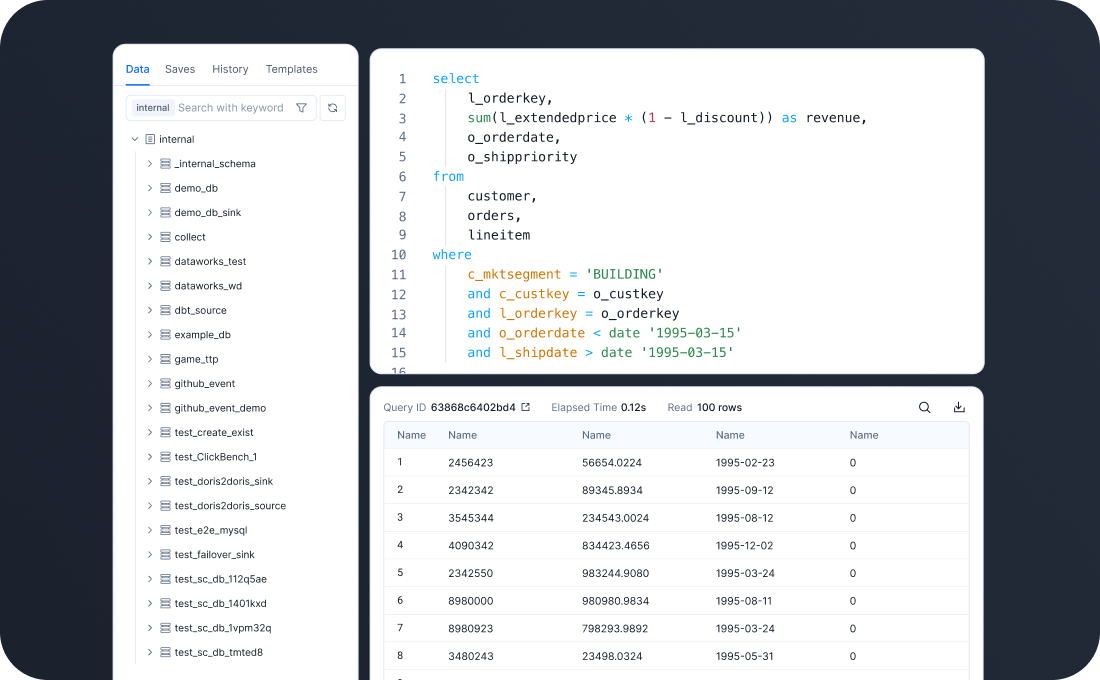 VeloDB Cloud console